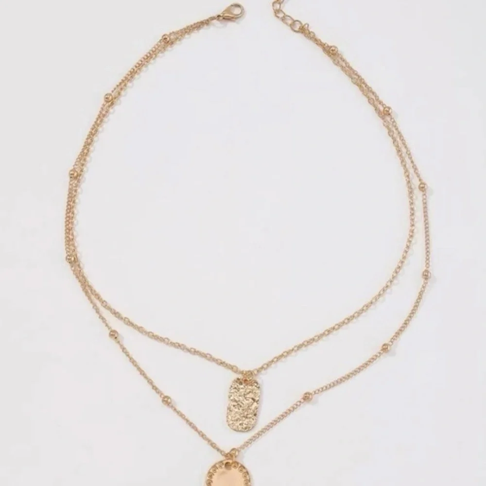 Gold Layered Tag Necklace - Picture 2 of 2